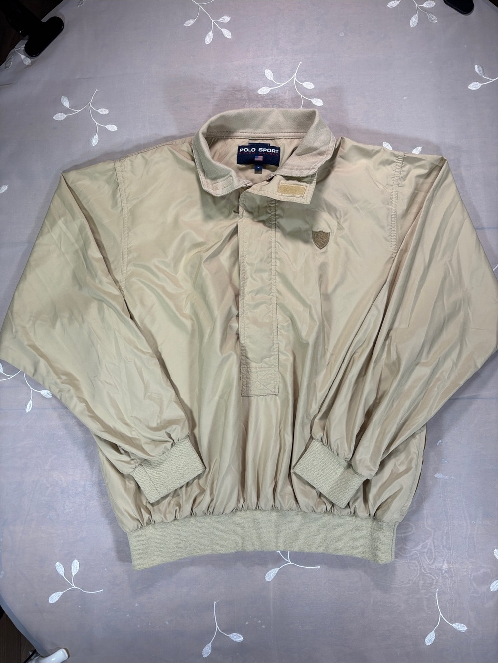 Polo by Ralph Lauren Sport Beige Pullover Windbreaker Men’s Jacket Sz M Half Zip